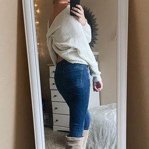 twisted back cream sweater
